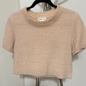 Lovers + Friends Cream Knit Short Sleeve Top cropped